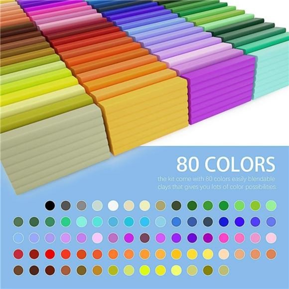 80 Colors Polymer Clay with Tools and Accessories Non-Stick, Non-Toxic for Kids - Picture 4 of 7